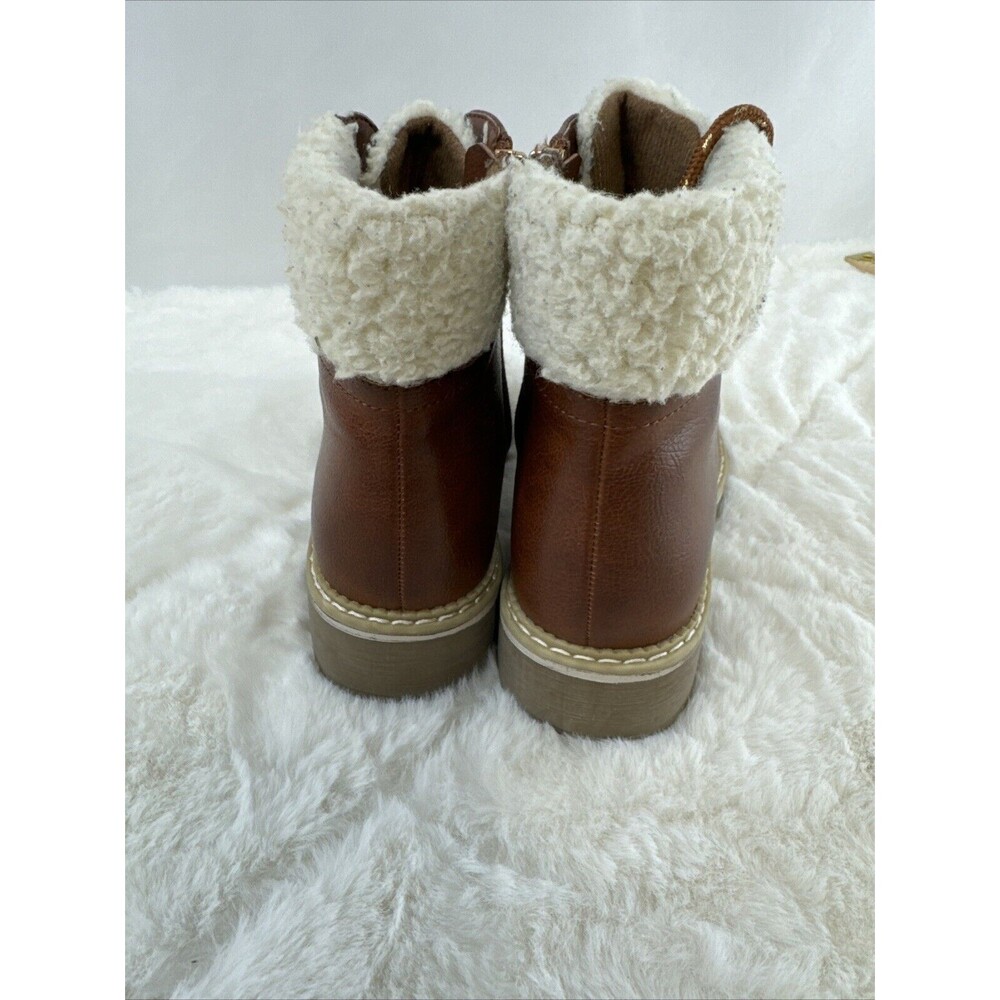Sophie17 Girls’ Sz 2 Brown Boots, Fleece trim - Picture 5 of 6
